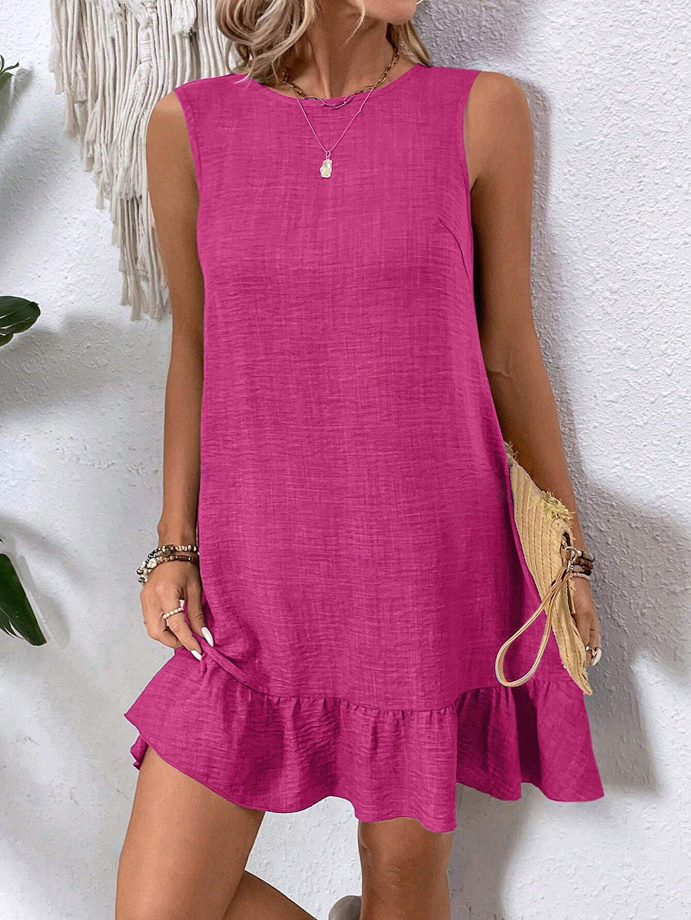 Summer Ruffle Dress Fashion Loose Sleeveless Straight Beach Dresses For Women