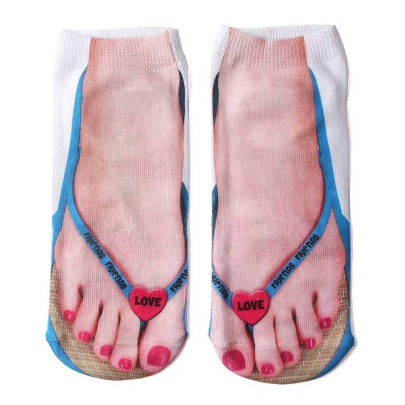 3D Printing Socks Flip Flops Cartoon Creative Socks Men And Women Couple Socks