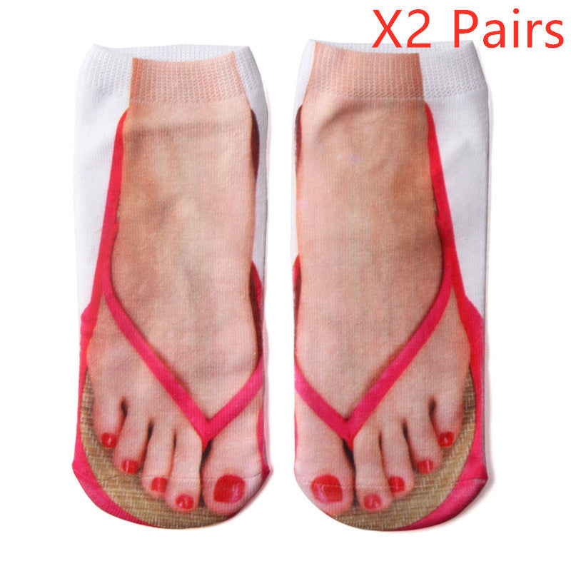 3D Printing Socks Flip Flops Cartoon Creative Socks Men And Women Couple Socks