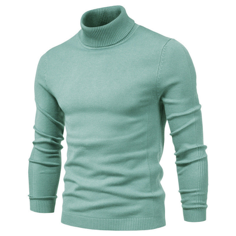 Men's Solid Color Slim Pullover Turtleneck Sweater Winter Casual Tops Clothing