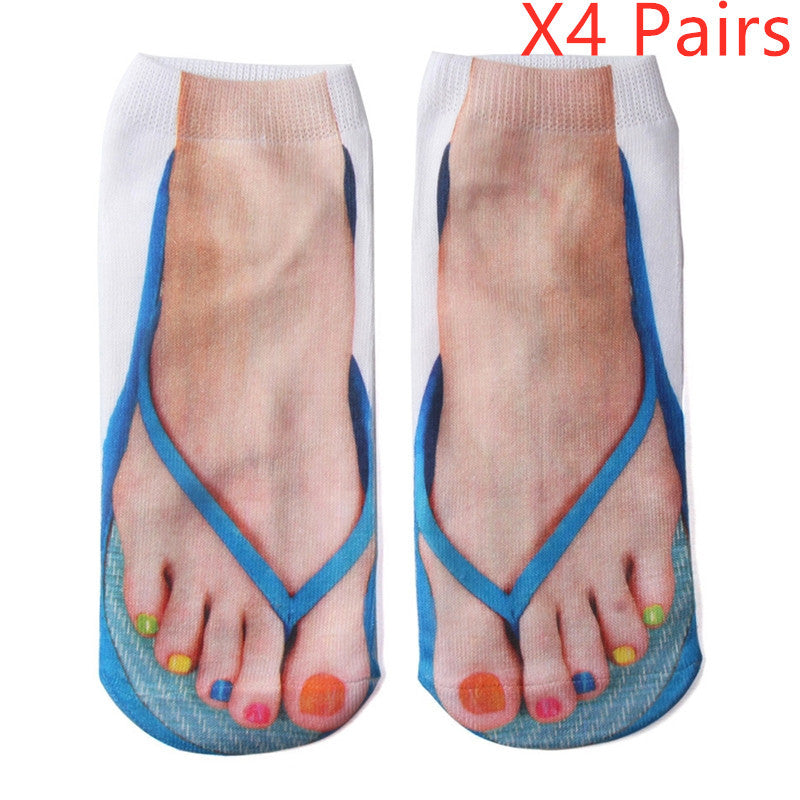 3D Printing Socks Flip Flops Cartoon Creative Socks Men And Women Couple Socks