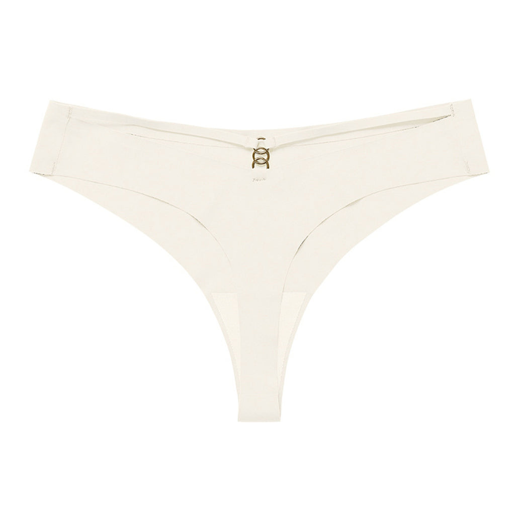 Panties Set Women Seamless Panties Sexy Low-Waist G-String Thong Ice Silk Underwear Hollow Out T-Back Solid Bandage Female Lingerie