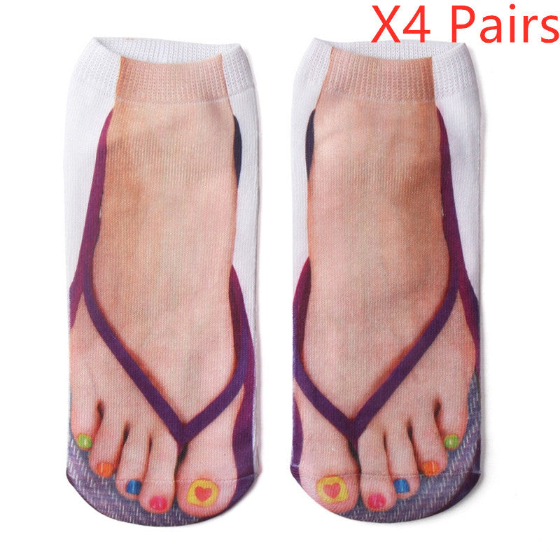 3D Printing Socks Flip Flops Cartoon Creative Socks Men And Women Couple Socks