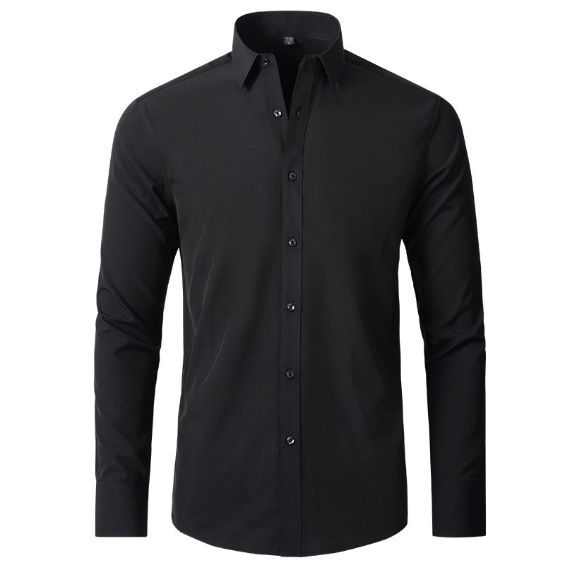 Solid Long Sleeve Shirt Fashion Slim Lapel Button Office Business Shirt Men's Clothing